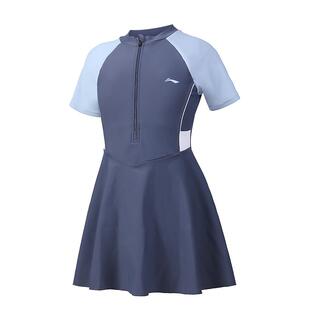 李宁儿童泳衣女孩2026新款连体裙式游泳衣中大女童保守泡温泉装备