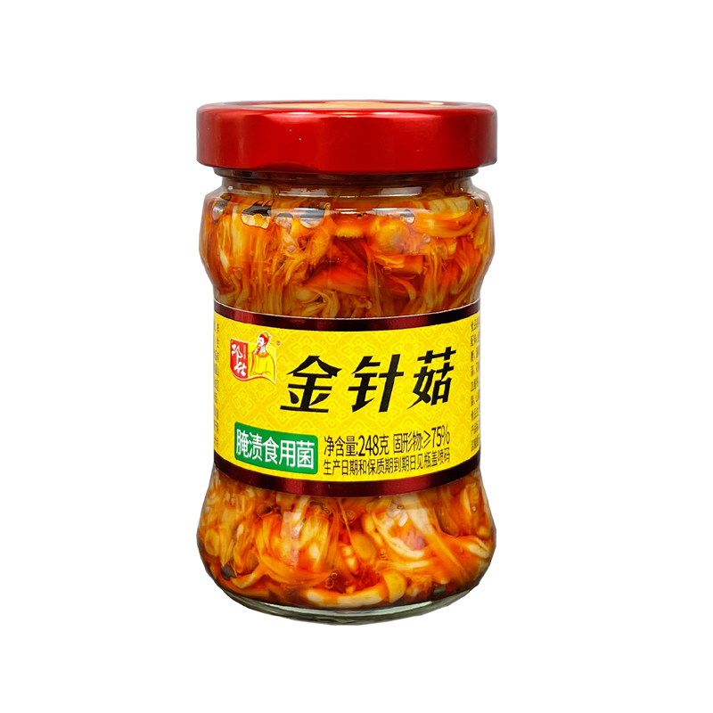 邓仕红油金针菇248g瓶装下饭菜榨菜即食零食拌面开味香辣金针菇菜