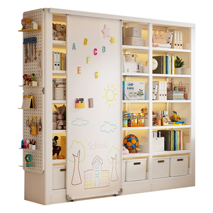 家用钢制书架带磁吸白板门客厅卧室图书馆书籍架多层组合儿童书柜