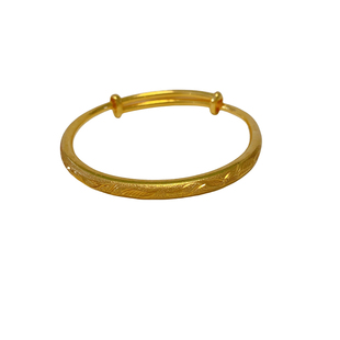 金包银手镯女经典古法磨砂面龙凤推拉可调节仿真黄金镯子久不掉色