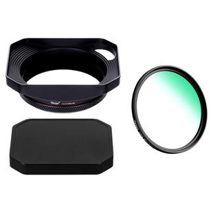 号歌适用Fujifilm X100V 富士X100VI 方形遮光罩 49mm 滤镜转接环镜头保护罩x100f复古金属镜头罩防眩光配件