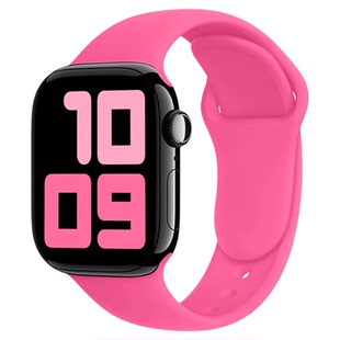 匠戴适用applewatch9表带苹果S10手表iwatch11芭比粉硅胶S9新款高级10腕带S8夏天运动S7创意7时尚S6智能女生