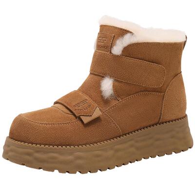 百丽厚底羊毛雪地靴女靴冬季新款加绒保暖毛毛短靴棉鞋D1X1DDD4