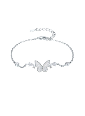 周六福S925银手链女蝴蝶结手饰百搭时尚送女友圣诞礼物
