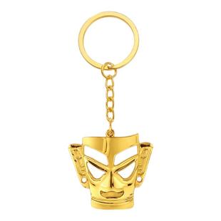 网红复古三星堆面具钥匙扣吊坠街头嘻哈男女国潮挂件文创纪念配饰