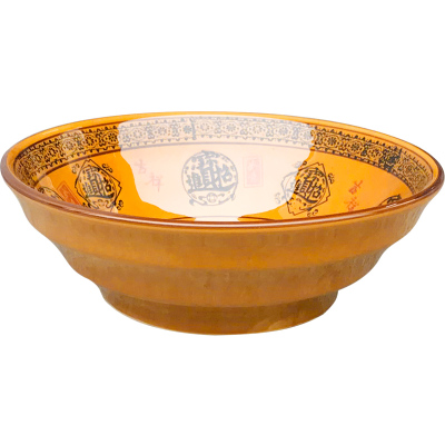 招财进宝双鼓矮碗面碗餐馆色釉