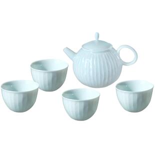 景德镇官方陶瓷影青雕刻茶壶泡茶中式家用功夫茶具套装礼盒乔迁礼