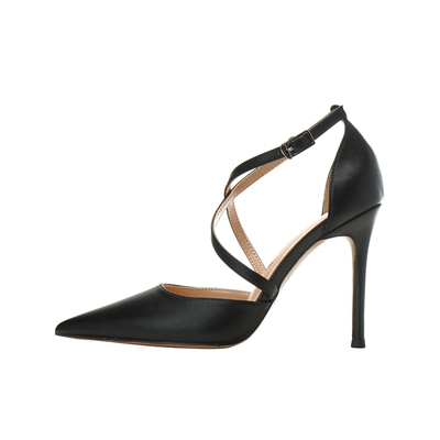 足琳斯细跟交叉带超纤皮包头