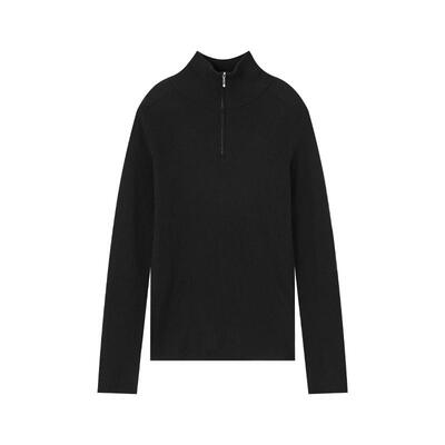 GOLDEN BARRY26早春经典高级感半开拉链立领100山羊绒毛衣243129