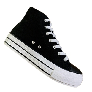 欧美订单帆布鞋高帮女款大码纯色百搭小白鞋外贸出口休闲瑕疵鞋