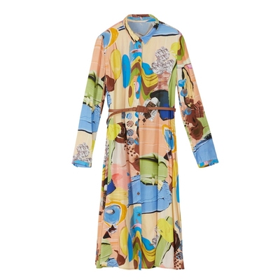 谜底衬衫连衣裙2022秋新款天丝莱赛尔浪漫艺术印花长袖223ML1179