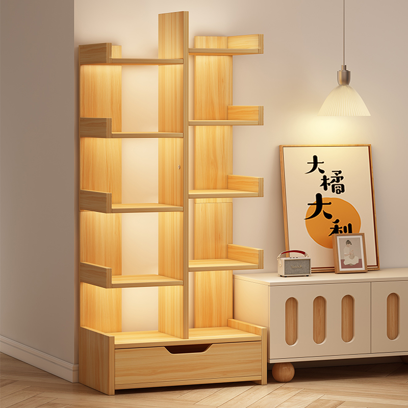 简易书架落地置物架客厅一体靠墙柜子储物柜家用收纳架办公室书柜