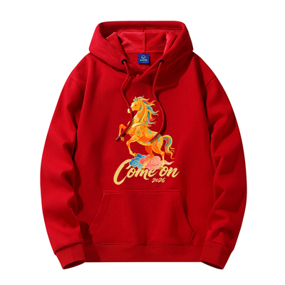 NASA红色卫衣男连帽本命年加绒春秋冬季学生班服团体公司年会定制