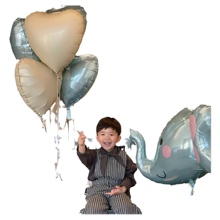 网红大象数字气球生日一周岁儿童女孩宝宝派对装饰场景背景墙布置