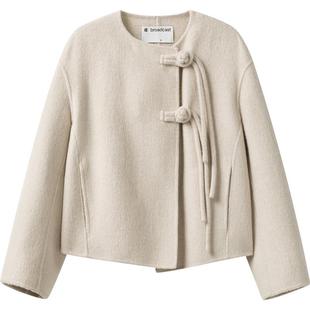 【羊毛】播商场同款新中式红色宽松24冬新短款毛呢外套BDR4AD3761