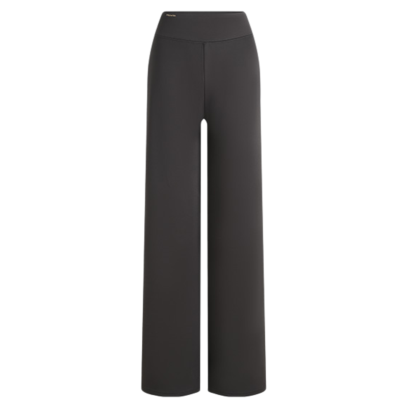 MissWiss收腹直筒裤子女冬季高腰加绒保暖黑色垂感保暖休闲阔腿裤