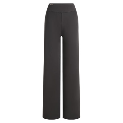 MissWiss收腹直筒裤女冬季高腰加绒保暖黑色垂感保暖休闲阔腿裤TH