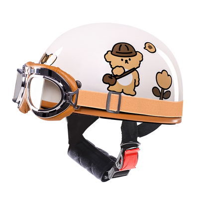 VAR电瓶车头盔灰复古四季通用