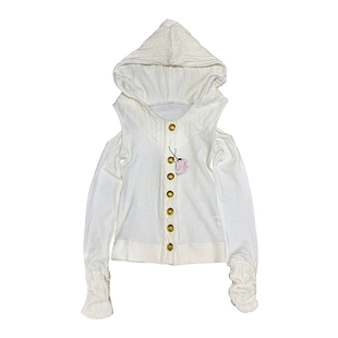 【小雨的岛】古早纯欲千金软糯露肩修身设计感连帽开衫毛衣上衣女