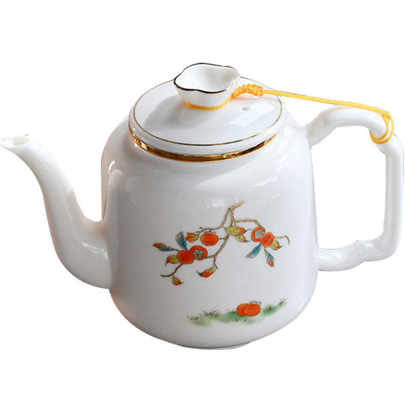 羊脂玉茶壶带陶瓷过滤网胆大号容量家用办公室茶具泡茶器杯子套装