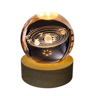 发光太阳系水晶球桌面小夜灯摆件星空玻璃球装饰品新年生日礼物女