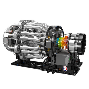 宇星模王旗舰店涡喷发动机积木科技机械拼装玩具男孩益智生日礼物