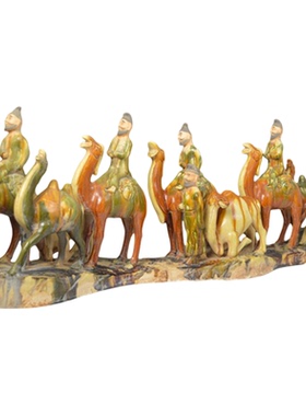 唐三彩丝绸之路骆驼群雕复古陶瓷