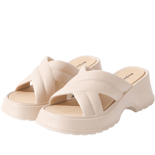 厚底高跟凉拖鞋女夏家居韩版时尚交叉带拖鞋夏天防滑增高透气外穿