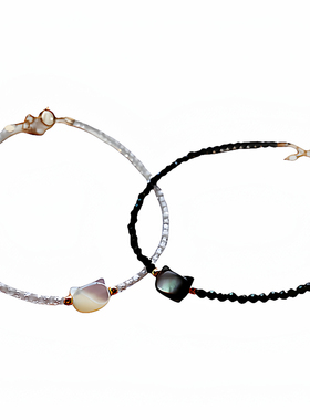 白色金手链小众水晶猫咪水晶