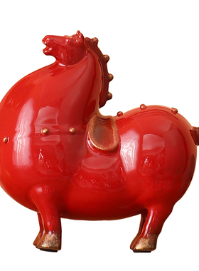 招财唐马陶瓷摆件创意新中式书房客厅办公室桌面装饰开业送礼礼品