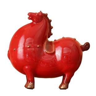 招财唐马陶瓷摆件创意新中式书房客厅办公室桌面装饰开业送礼礼品