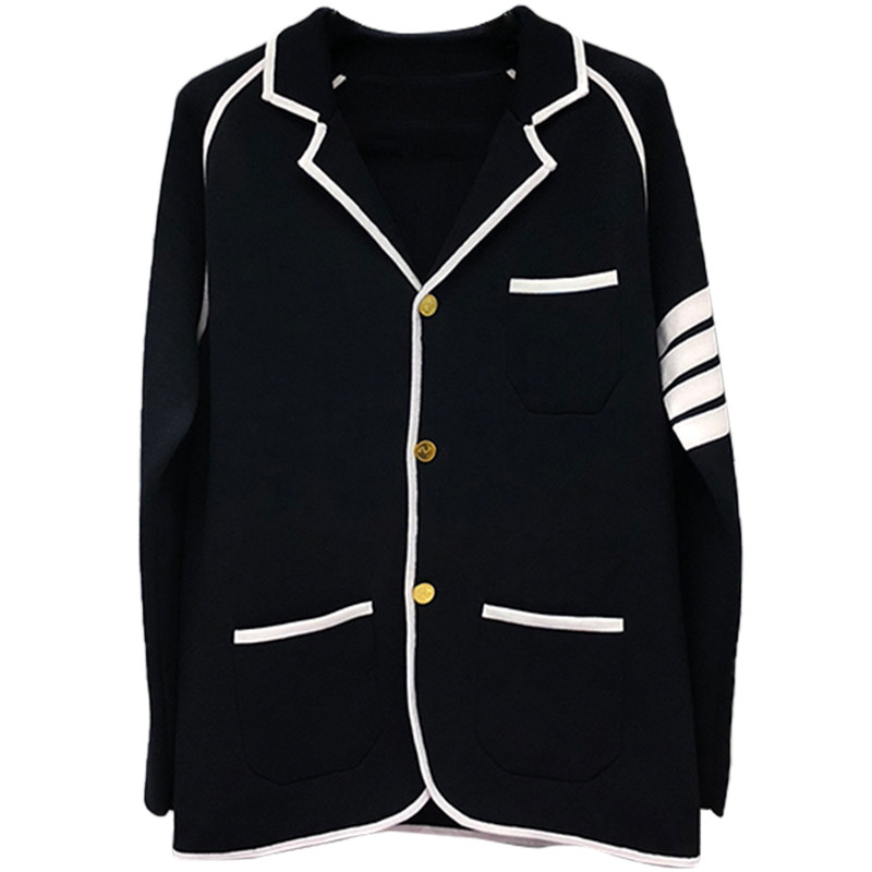 tb秋冬新款四条杠白边毛衣西服
