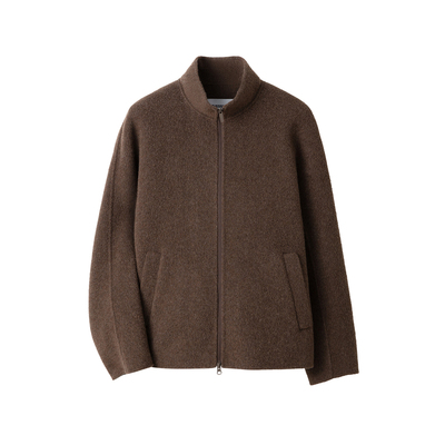 牦牛蚕丝羊毛双面呢立领外套