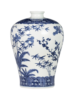 仿明青花松竹梅纹梅瓶