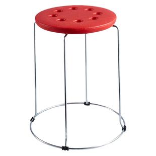 加厚塑料八孔家用餐桌凳子快餐大排档铁艺椅子套凳可叠放实木圆凳