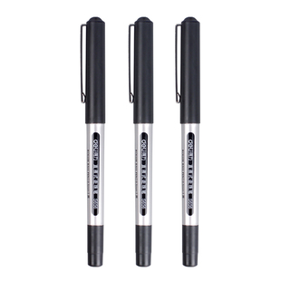 得力文具直液笔0.5mm直液式走珠笔红色水笔全针管办公签字笔黑色