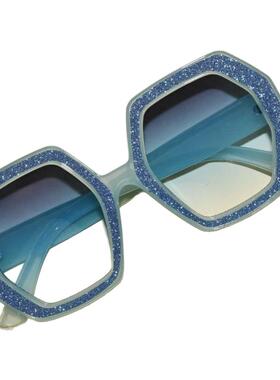 Square㊣美国代购 古着老式70年代UV400六角形闪光超大太阳眼镜