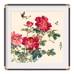 花开富贵牡丹图挂画新中式玄关装饰画正对门入户画正方形名人名画