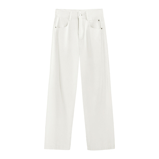 BACK TIMES初时白色牛仔裤女2026春款直筒宽松早春通勤牛仔裤