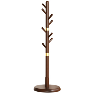 全实木衣帽架落地卧室家用小型入户门立式挂衣架新中式玄关挂包架