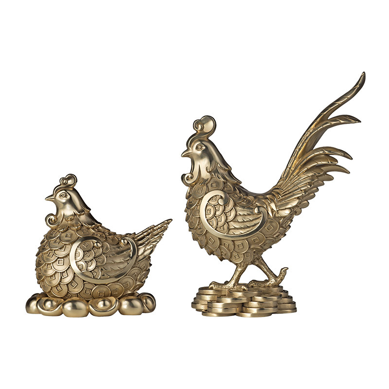 铜师傅《多宝母鸡》《多宝公鸡》