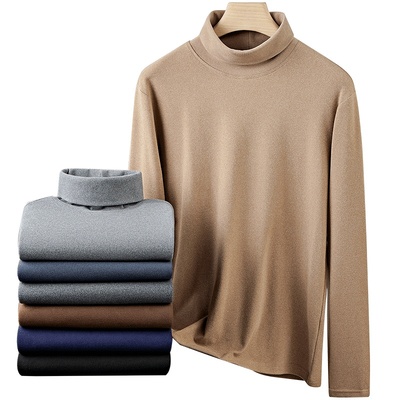 高领打底衫男士加绒加厚冬长袖