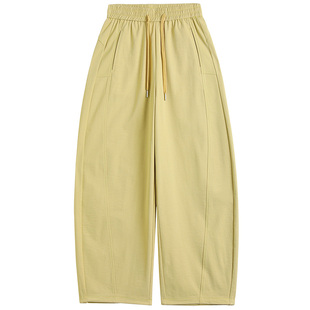 高腰束脚运动弯刀裤女宽松休闲阔腿裤春季新款多色百搭直筒香蕉裤