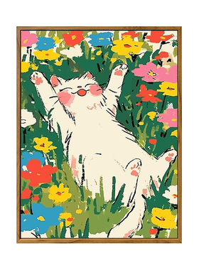 雅调潦草小猫diy数字油画装饰画