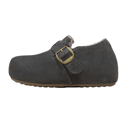 snowelf~灰色真皮加绒勃肯鞋