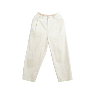 忘城H1079座/点缀春天/2025春季全棉米色斜纹牛仔小个子哈伦裤女