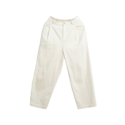 忘城H1079座/点缀春天/2025春季全棉米色斜纹牛仔小个子哈伦裤女