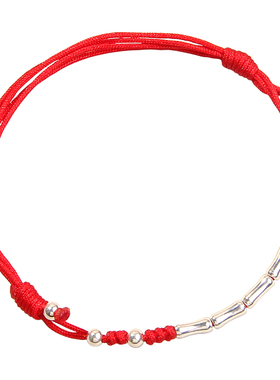 细款银手链手工编织可调节礼物