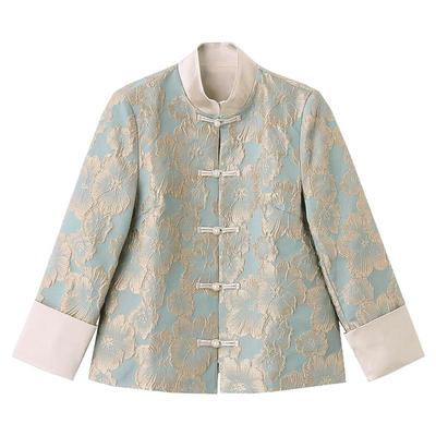 新中式国风外套女2025新款春秋高端品牌年轻小个子宋锦缎面短上衣