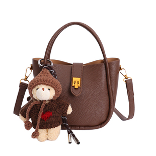 韩国mini小水桶包2025新款软皮荔枝纹百搭手提单肩斜挎包时尚简约